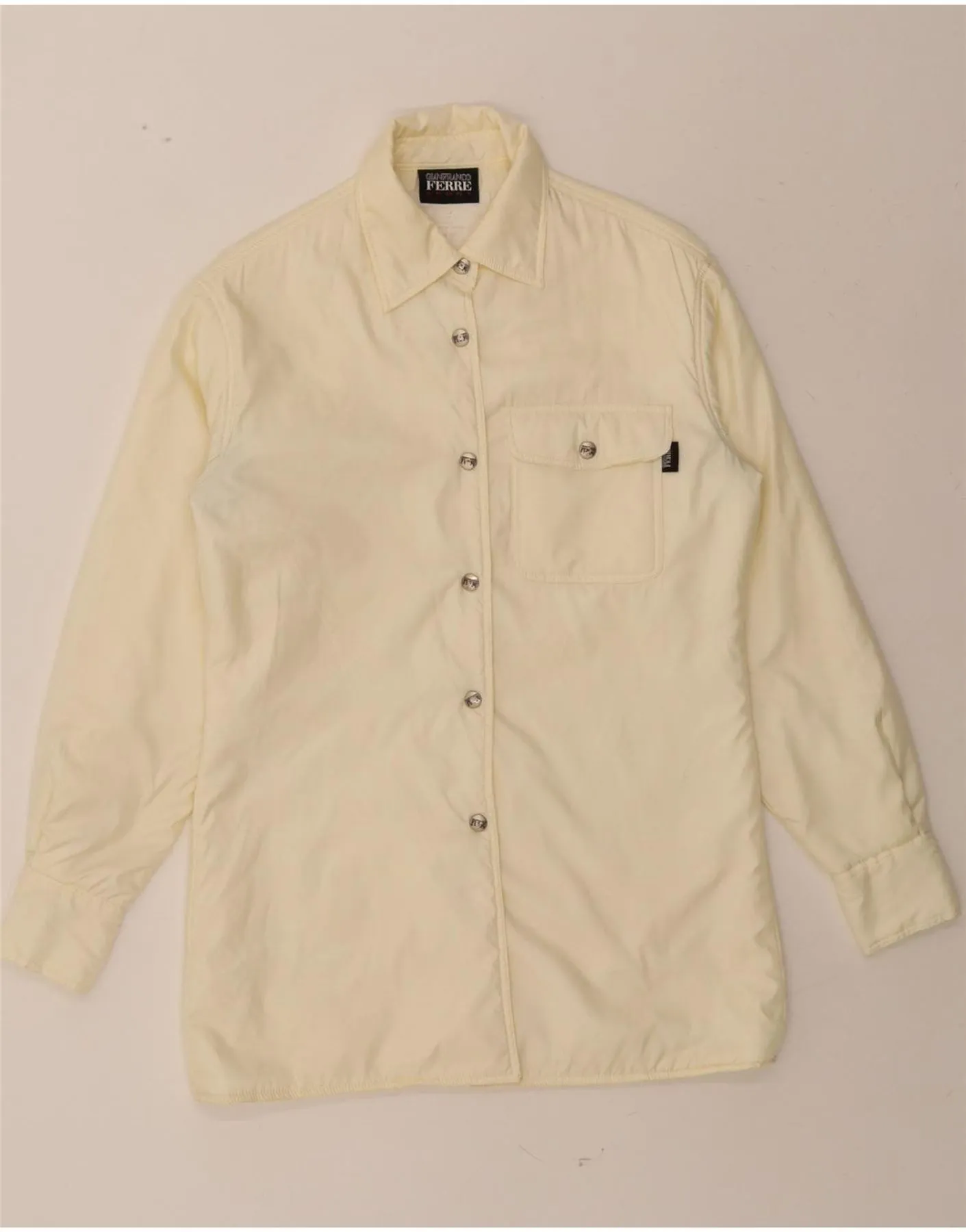 Comfort Stretch Winter Retreat GIANFRANCO FERRE Womens Shirt UK 10 Small Off White Nylon
