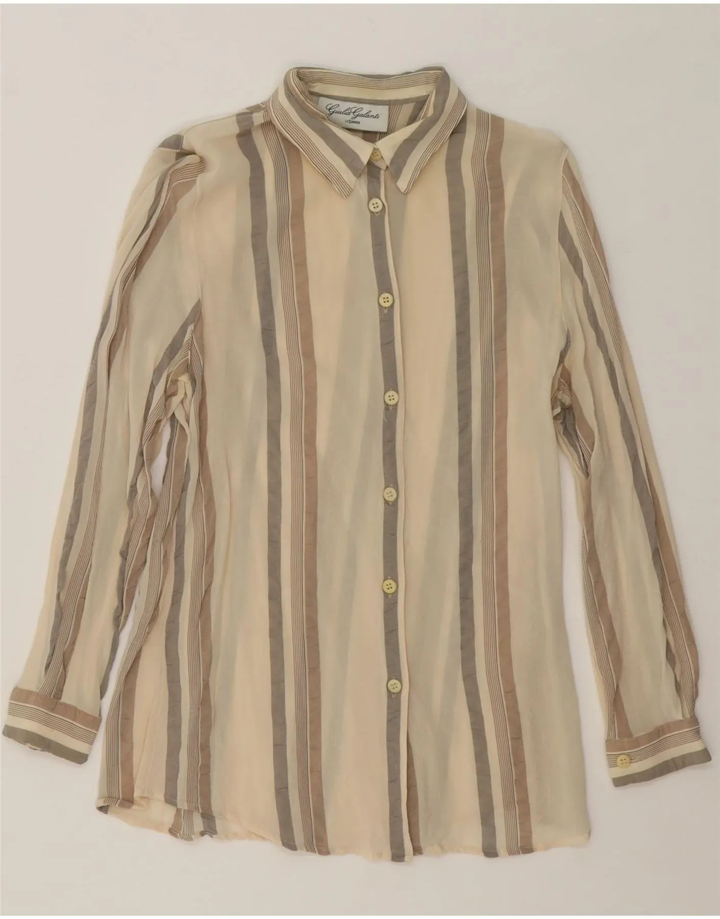 Versatile Design GIULIA GALANTI Womens Shirt Blouse UK 14 Medium Beige Striped