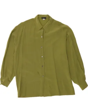 Vibrant color Comfort Stretch MOTIVI Womens Shirt Blouse UK 12 Medium Green Silk