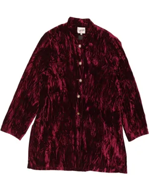 VINTAGE Womens Shirt Blouse UK 18 XL  Burgundy Acetate Sleek Silhouette Resort Wear