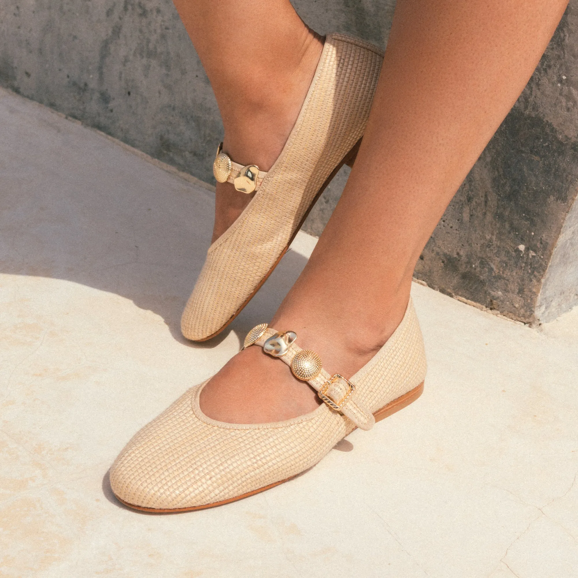 Wave View RELAN BALLET FLATS LT NATURAL RAFFIA