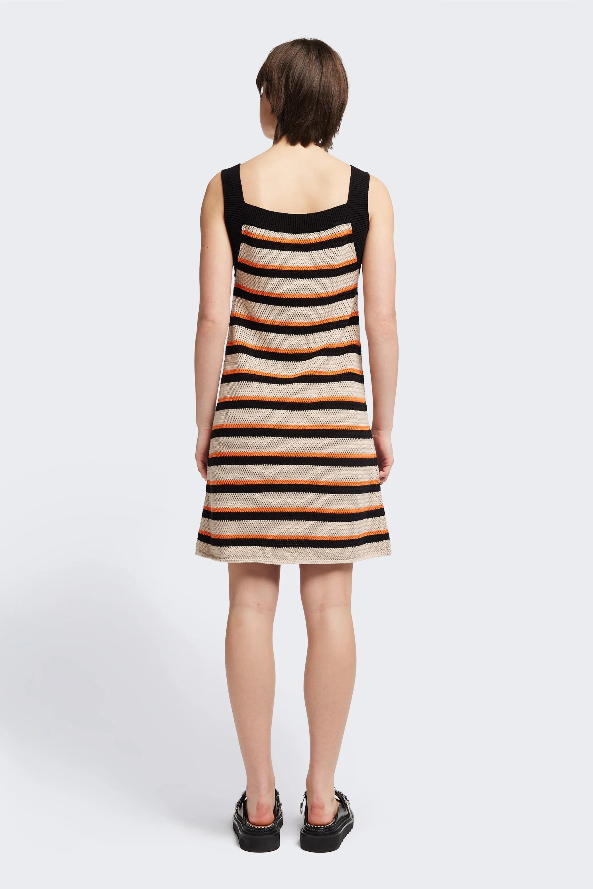 Temporal Crochet Mini Dress Stripe High-Low-Hem Quick Look