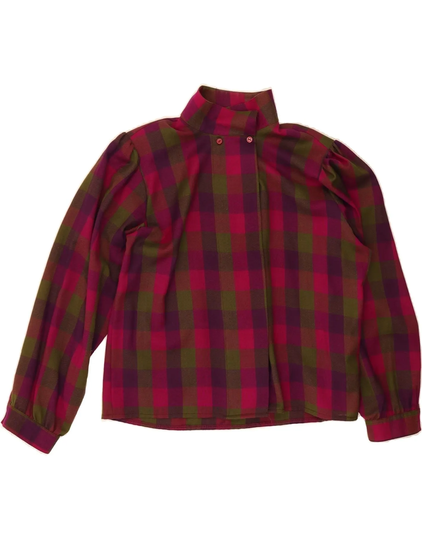 Subtle Print Sophisticated Elegance VINTAGE Womens Shirt Blouse UK 20 2XL Multicoloured Gingham Wool