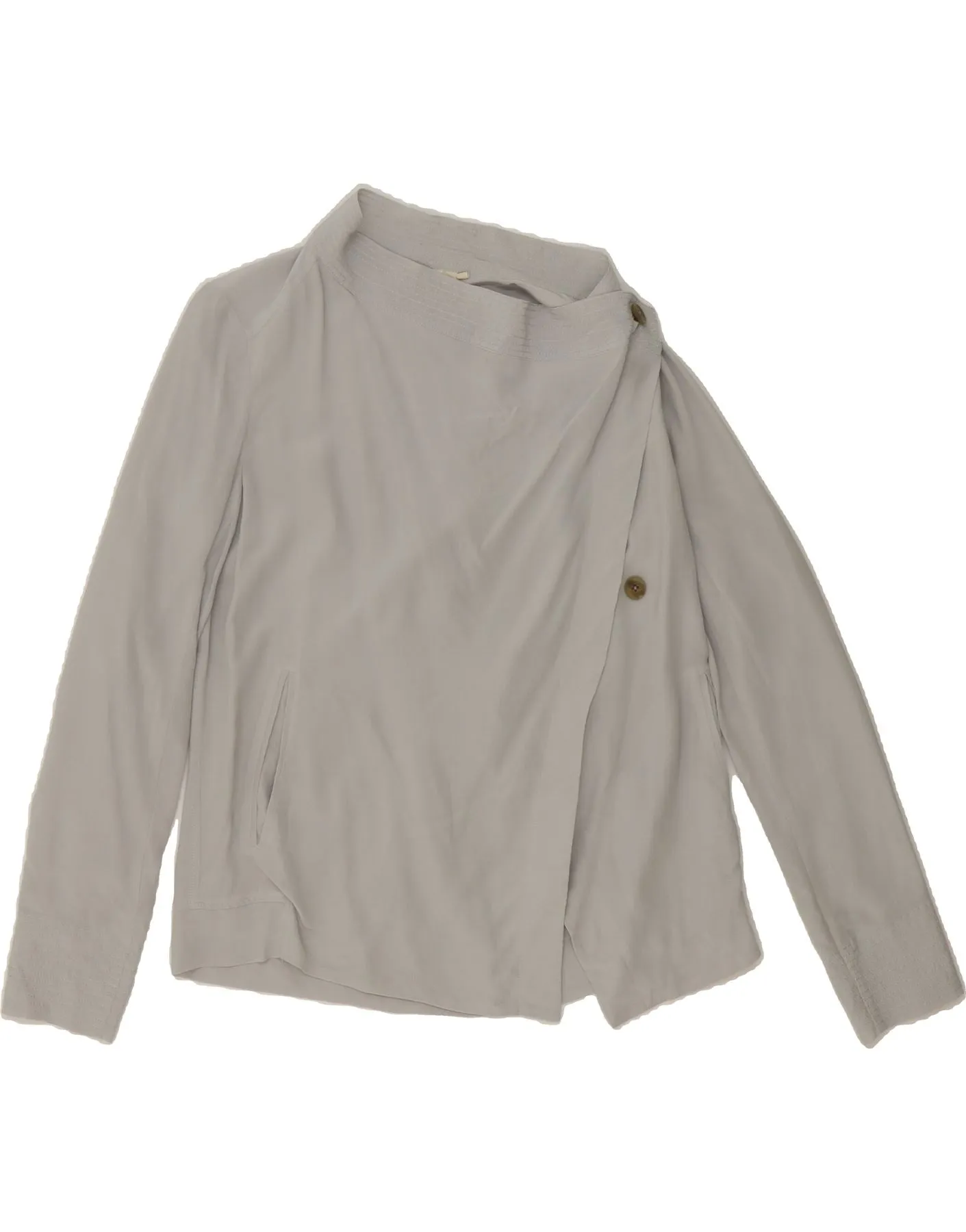 Yoke Design DKNY Womens Shirt Blouse UK 10 Small Grey Silk