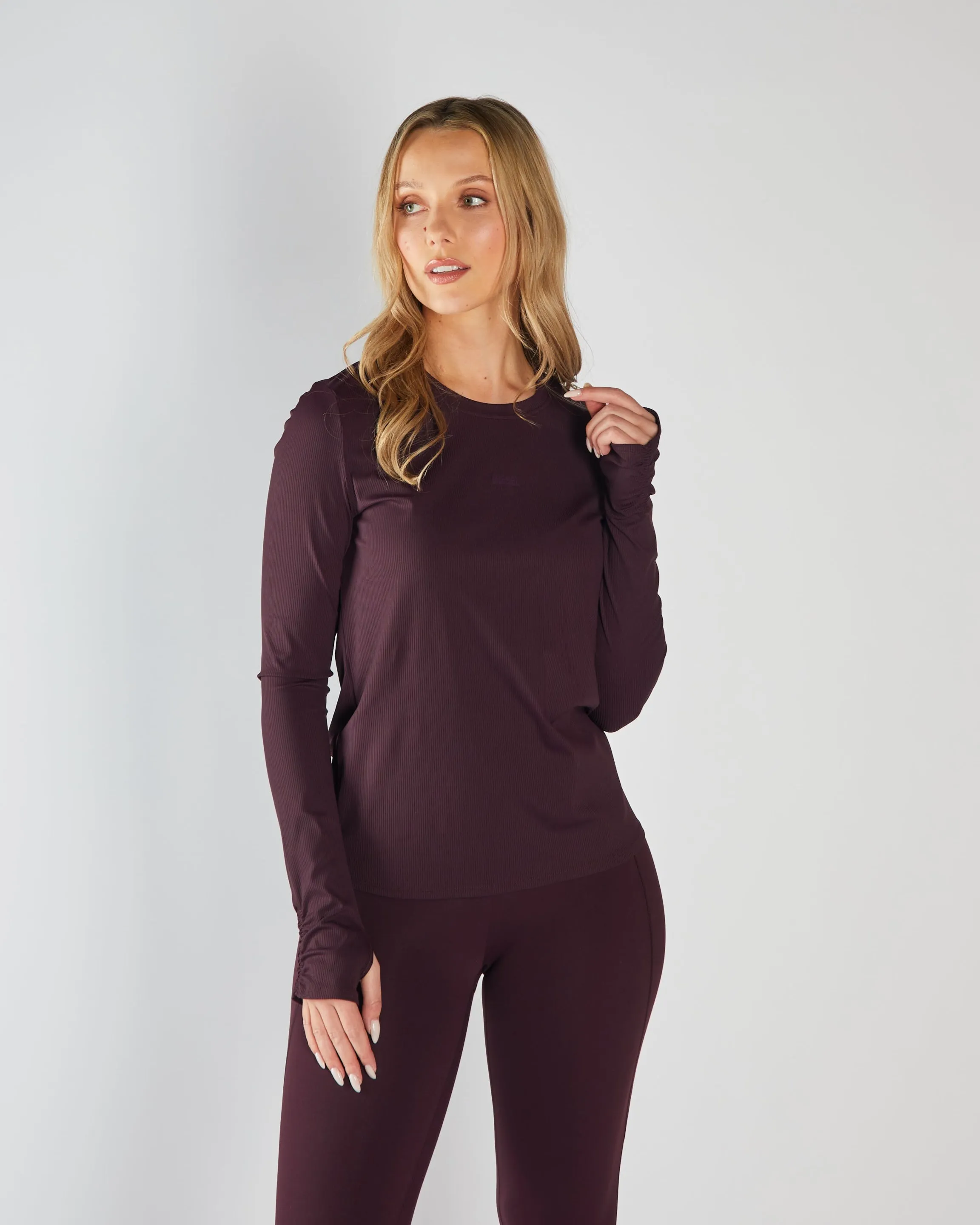 Quick-Dry Fabric Seasonal Outfit Lyra LS Top Plum