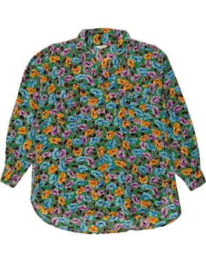 Wrinkle Resistant Finish high-low hem VINTAGE Womens Shirt Blouse EU 36 Small Multicoloured Floral Silk