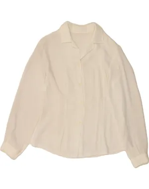 VINTAGE Womens Shirt Blouse UK 14 Medium White Polyester Breathable Cotton