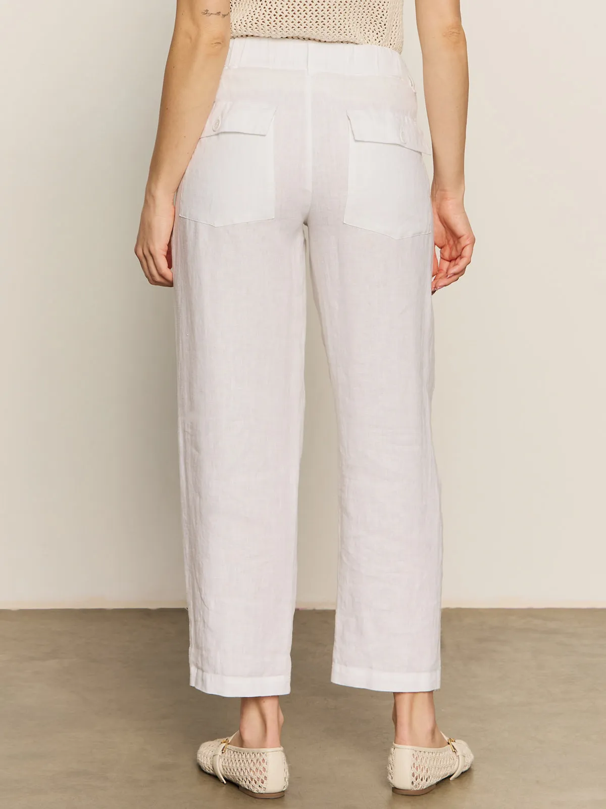 hypoallergenic Versatile Layering Relaxed Linen Cruiser Semi High Rise Pant Bleached White