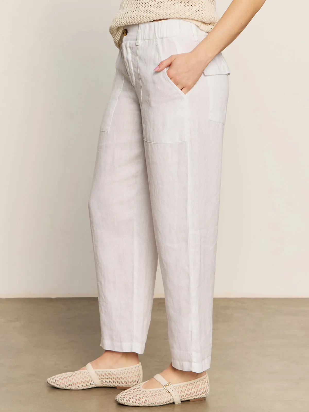 Relaxed Linen Cruiser Semi High Rise Pant Bleached White No Wrinkle