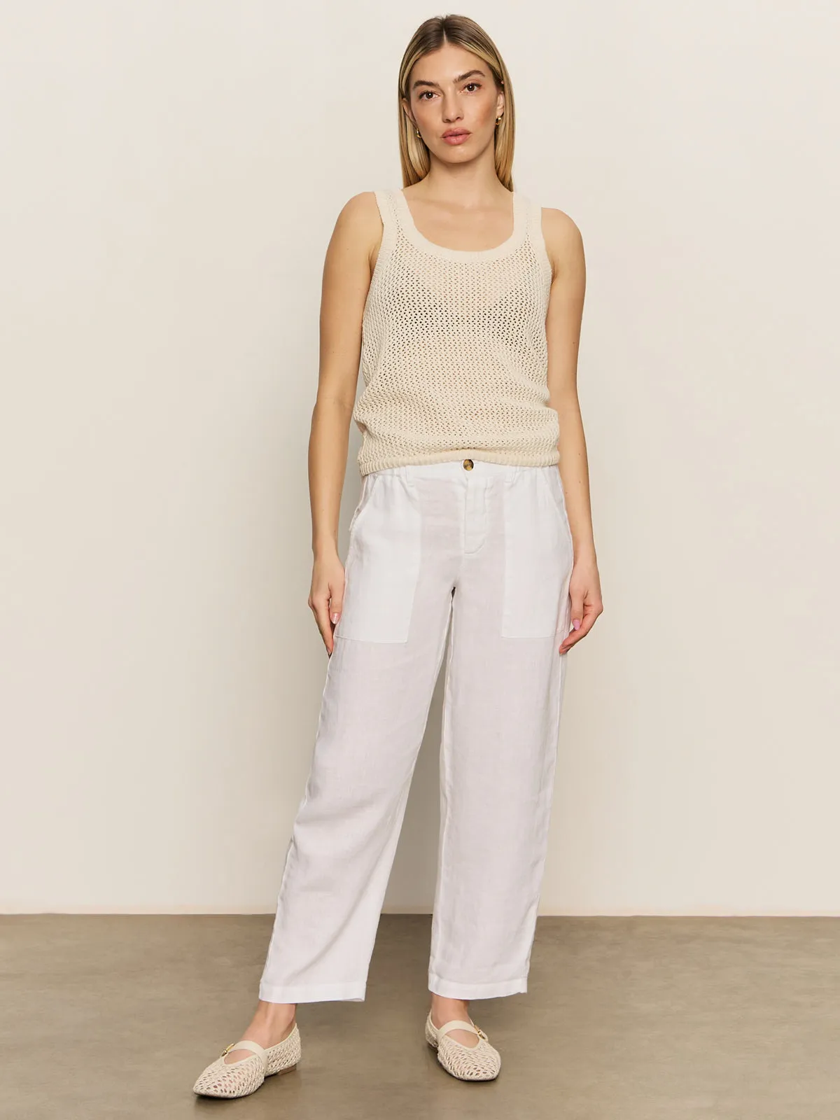 Tailored Fit Relaxed Linen Cruiser Semi High Rise Pant Bleached White