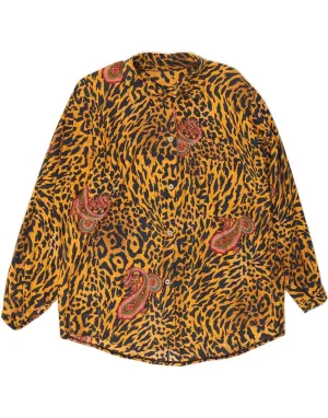 Cruise Collection Layered Collar VINTAGE Womens Shirt Blouse UK 18 XL Orange Animal Print