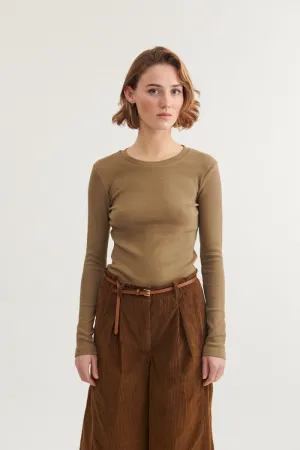 Ludmilla LS Tee - Capers Green Easy Fit Cozy Feeling