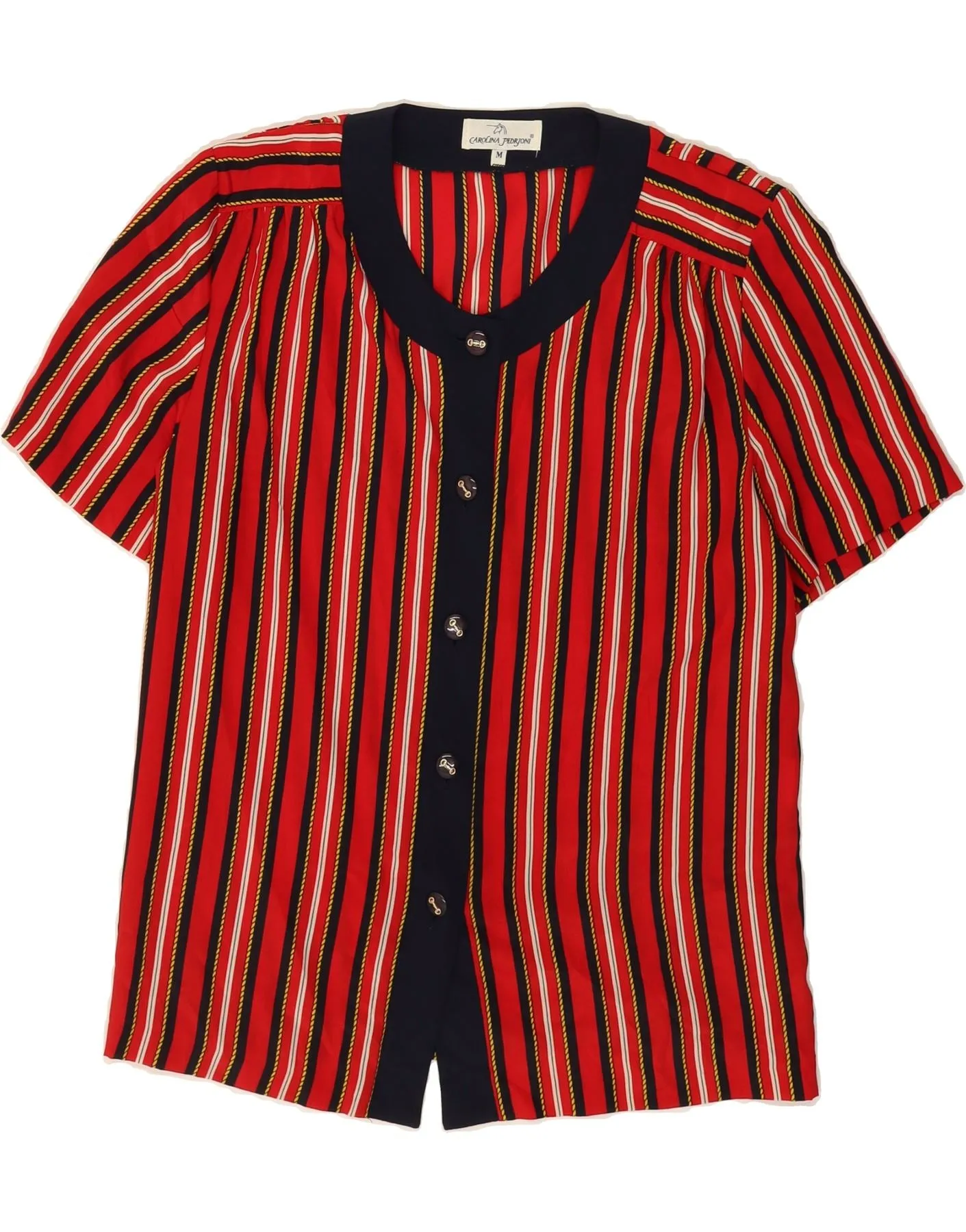 Warm Layers Friends Meetup CAROLINA PEDRJONI Womens Shirt Blouse UK 14 Medium Red Pinstripe