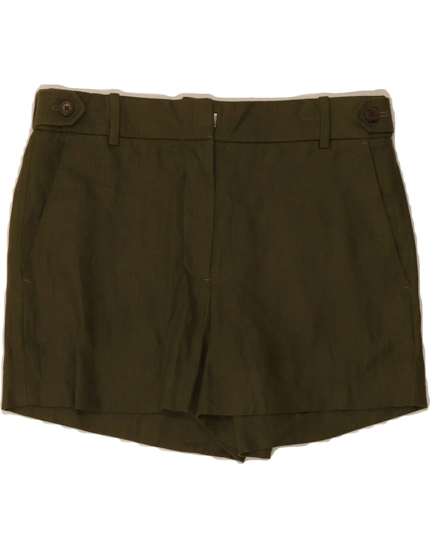 J. CREW Womens Chino Shorts US 2 XS W28  Green Linen All-day Comfort Button Down Design