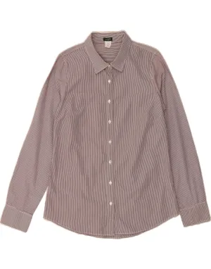 J. CREW Womens Shirt UK 14 Medium Burgundy Pinstripe Cotton Designer Touch Wedding guest