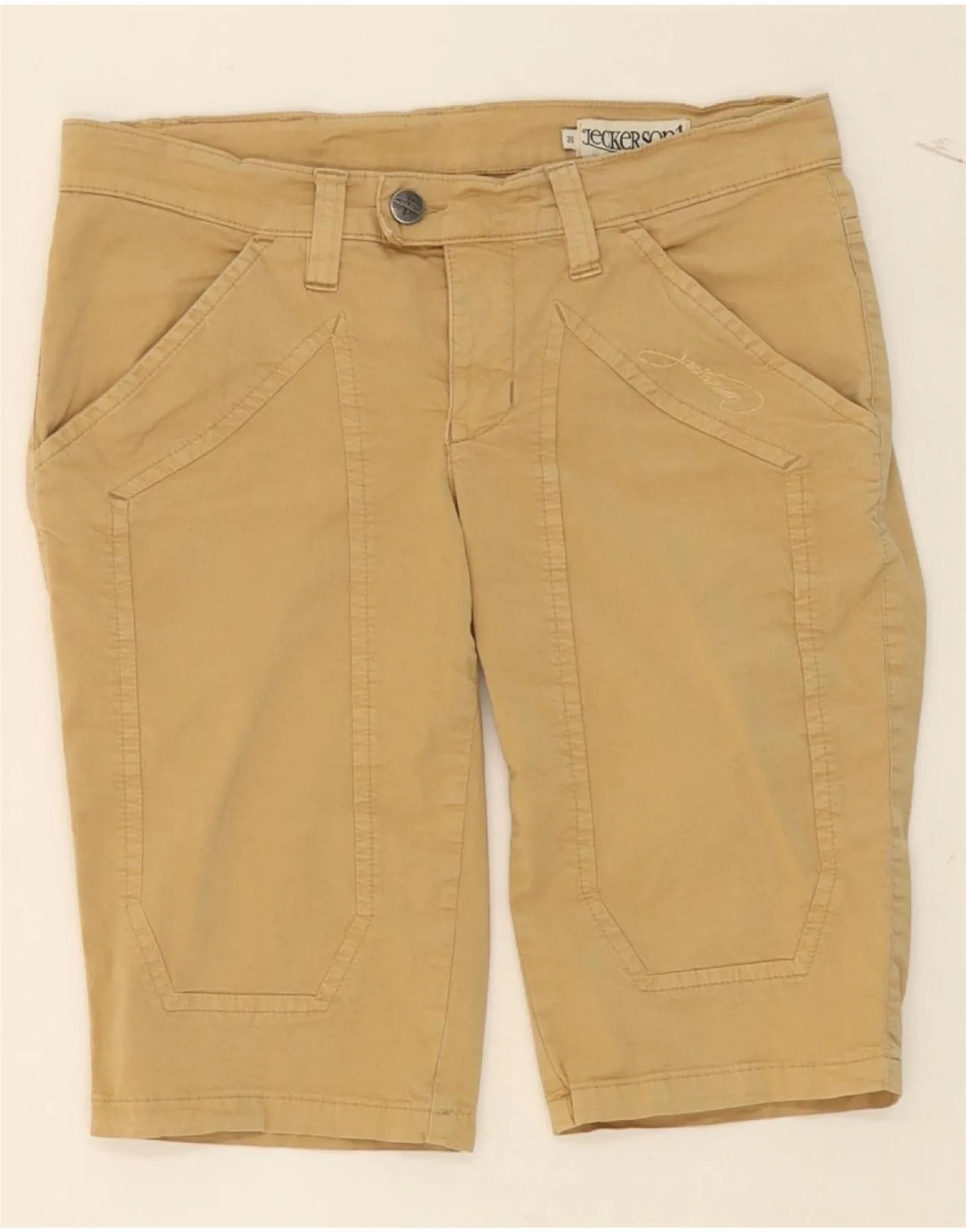 JECKERSON Womens Casual Shorts W26 Small Beige Cotton Versatile Design Earthy Hue