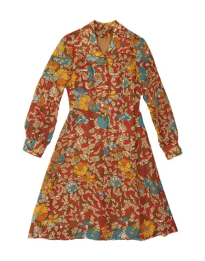 Daytime Look VINTAGE Womens Shirt Dress IT 42 Medium Multicoloured Floral Polyester