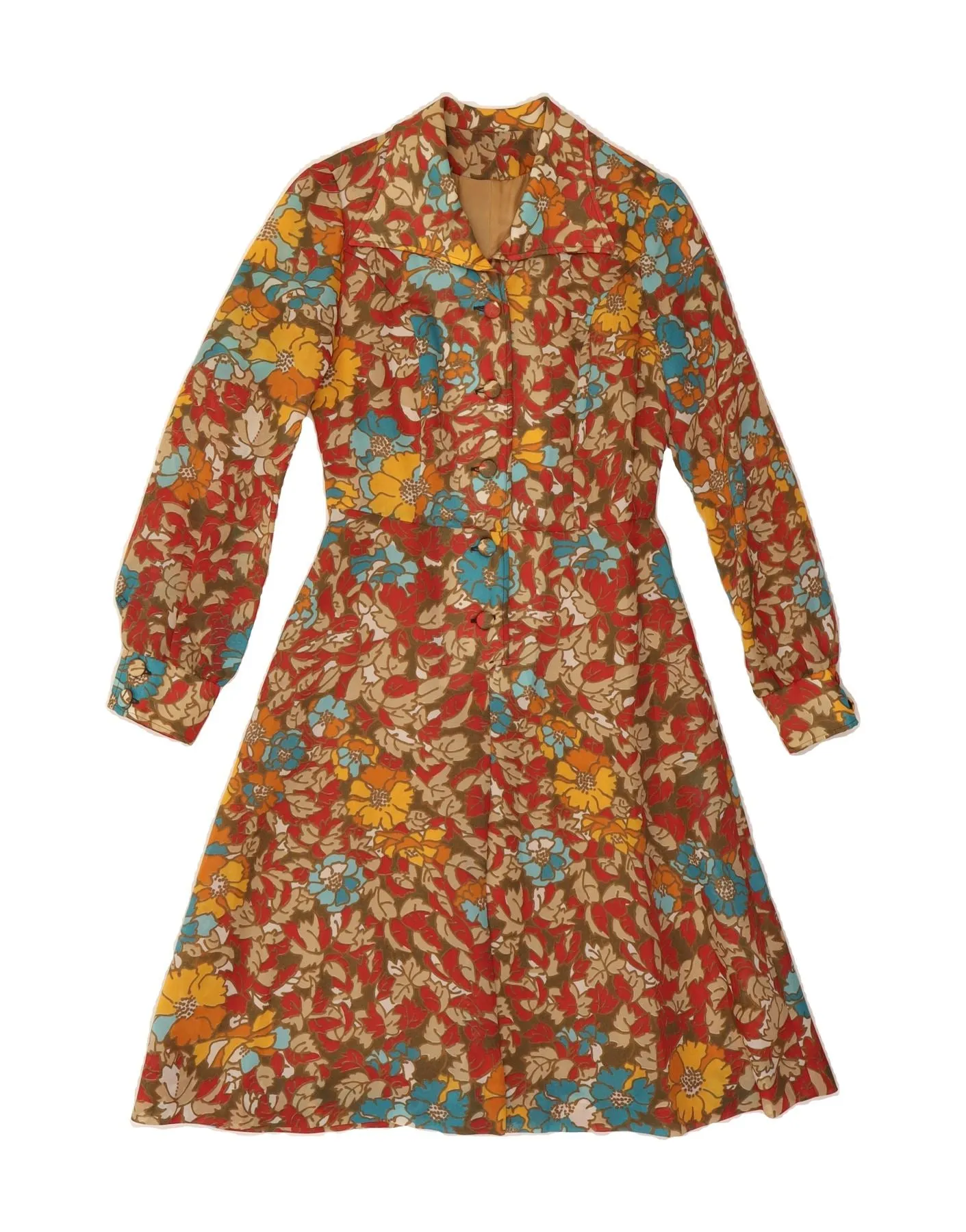 Daytime Look VINTAGE Womens Shirt Dress IT 42 Medium Multicoloured Floral Polyester