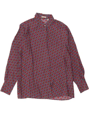 VINTAGE Womens Shirt Blouse IT 46 Large Red Geometric Silk Non Irritating Tags Fashion Statement
