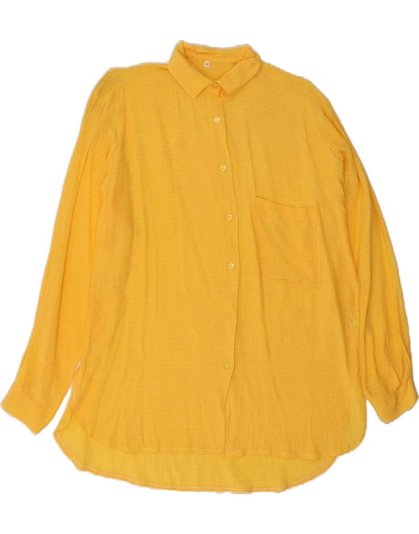 Nautical Look VINTAGE Womens Shirt Blouse IT 42 Medium Yellow Check Viscose