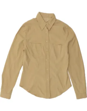 Trendy Vibes VINTAGE Womens Shirt UK 12 Medium Beige Polyester