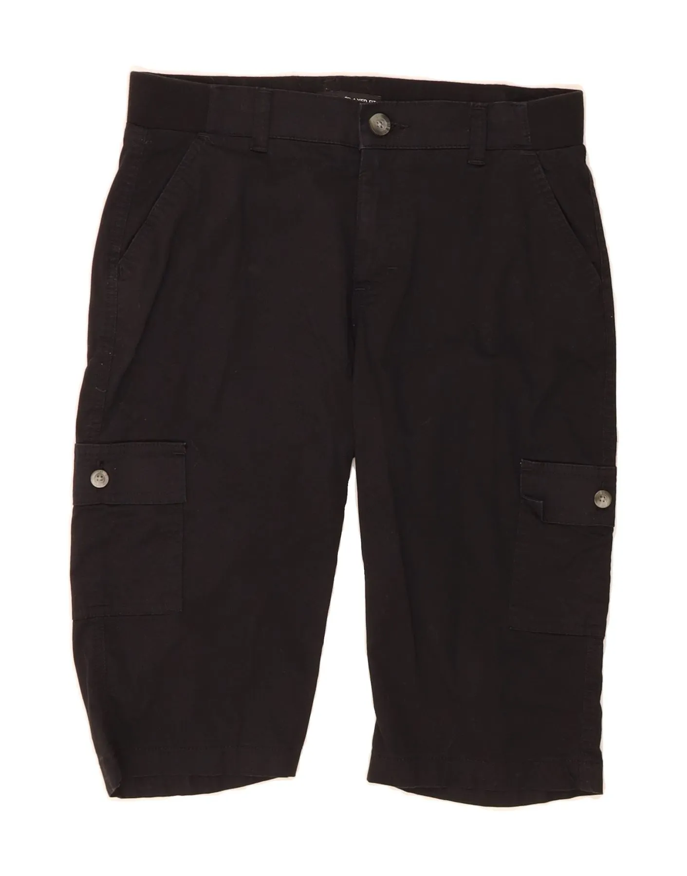 LEE Womens Relaxed Fit Mid Rise Cargo Shorts US 8 Medium W30  Black Flexible Shoulder Panels Classic Look