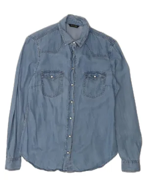 Wedding guest MASSIMO DUTTI Womens Denim Shirt EU 40 Medium Blue Cotton