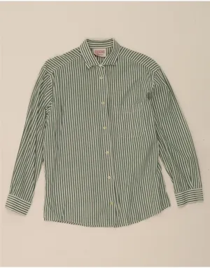 Stretchable Material STEFANEL Womens Shirt UK 14 Medium Green Pinstripe Cotton