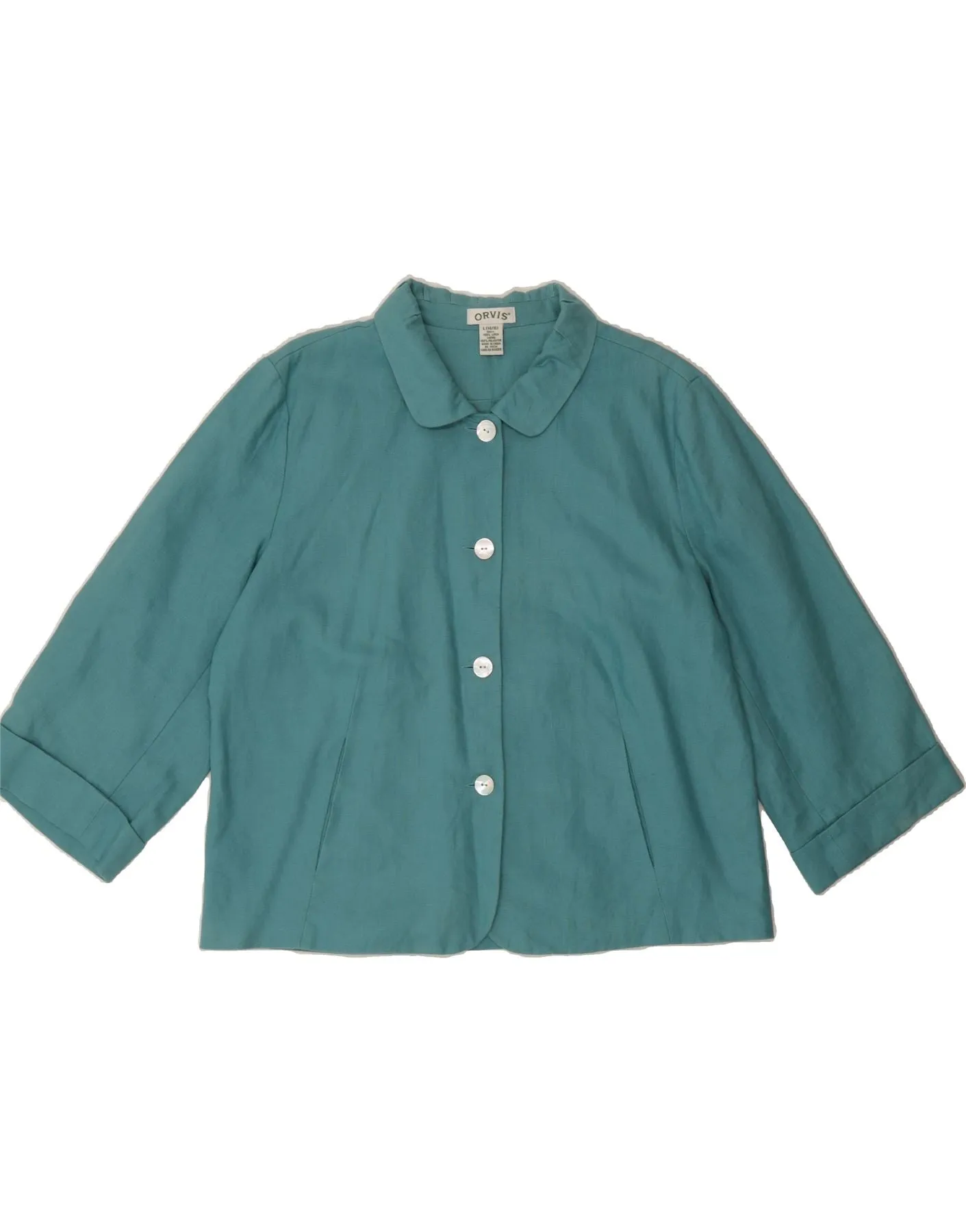 Beach Attire ORVIS Womens Shirt Blouse US 14/16 Large Blue Polyester
