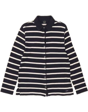 Bold Print PAUL & SHARK Womens Shirt UK 18 XL Navy Blue Striped Cotton Nautical