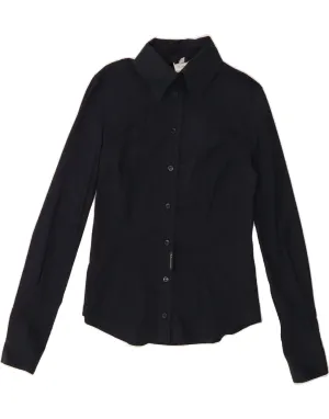 Stretchable Material Stretchable Fabric DOLCE & GABBANA Womens Shirt UK 14 Large Navy Blue Cotton