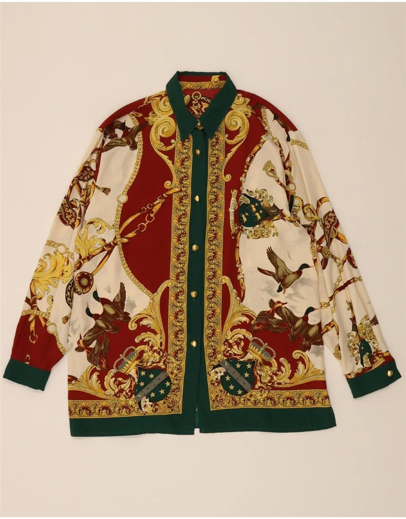 VINTAGE Womens Shirt Blouse UK 18 XL Multicoloured Animal Print Polyester Functional Pocket All-day Comfort