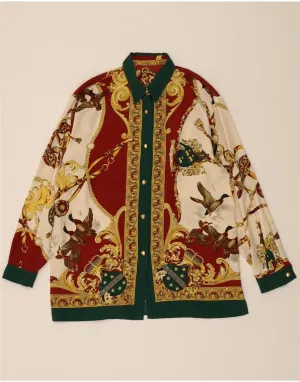 VINTAGE Womens Shirt Blouse UK 18 XL Multicoloured Animal Print Polyester Functional Pocket All-day Comfort