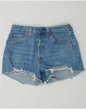 Timeless Classic Eco Friendly Production LEVI'S Womens 501 Denim High Waist Hot Pants W28 Medium Blue Cotton