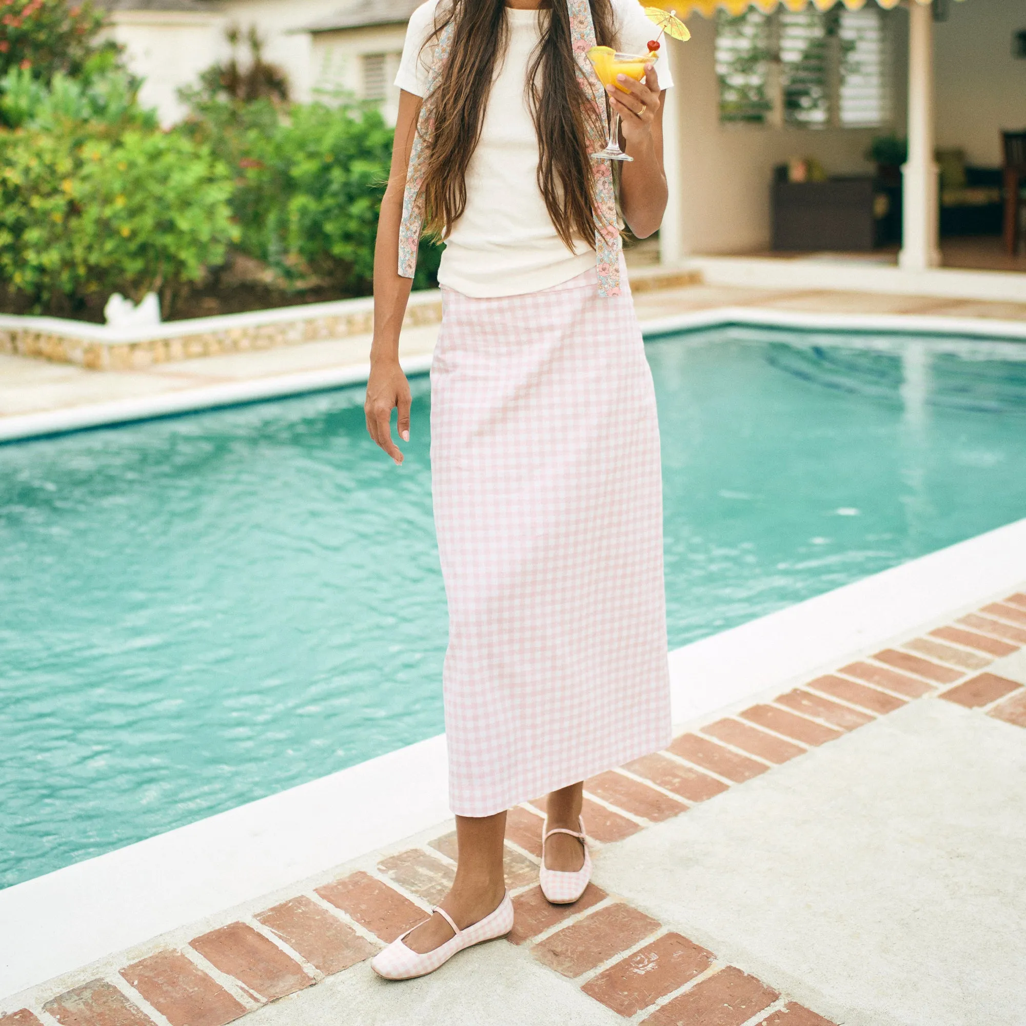 Beach Mood REYES X BYRDIE GOLF BALLET FLATS PINK PLAID GINGHAM