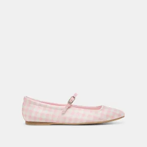 REYES X BYRDIE GOLF WIDE BALLET FLATS PINK PLAID GINGHAM Everyday Essential Shoes