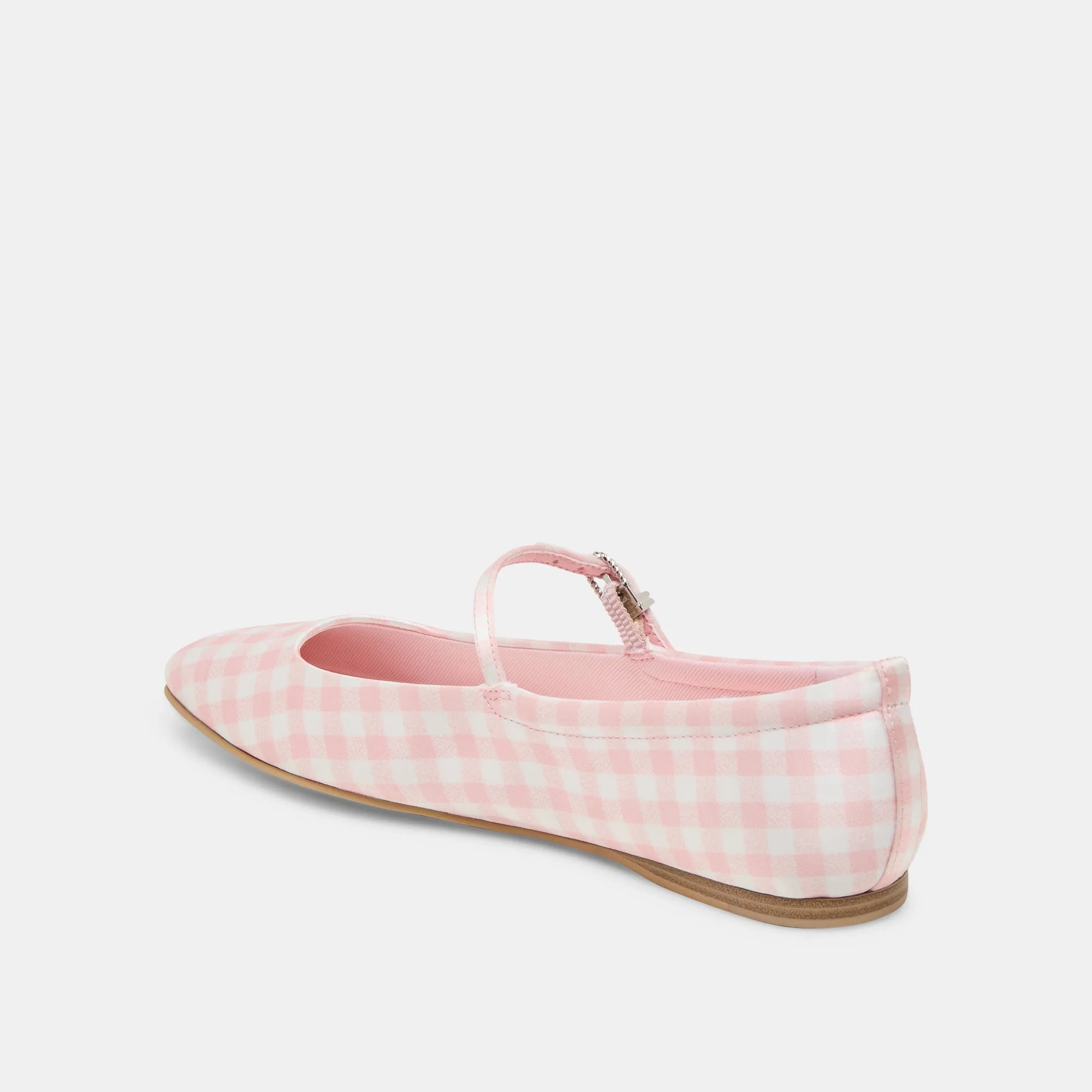 Coast Day Wash Safe REYES X BYRDIE GOLF WIDE BALLET FLATS PINK PLAID GINGHAM