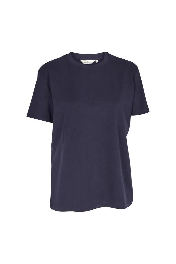 Rikke Tee - Navy Heather Jersey Material Timeless Top