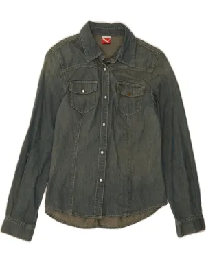 PUMA Womens Denim Shirt UK 10 Small Blue Cotton Anniversary Special Perfect Fit