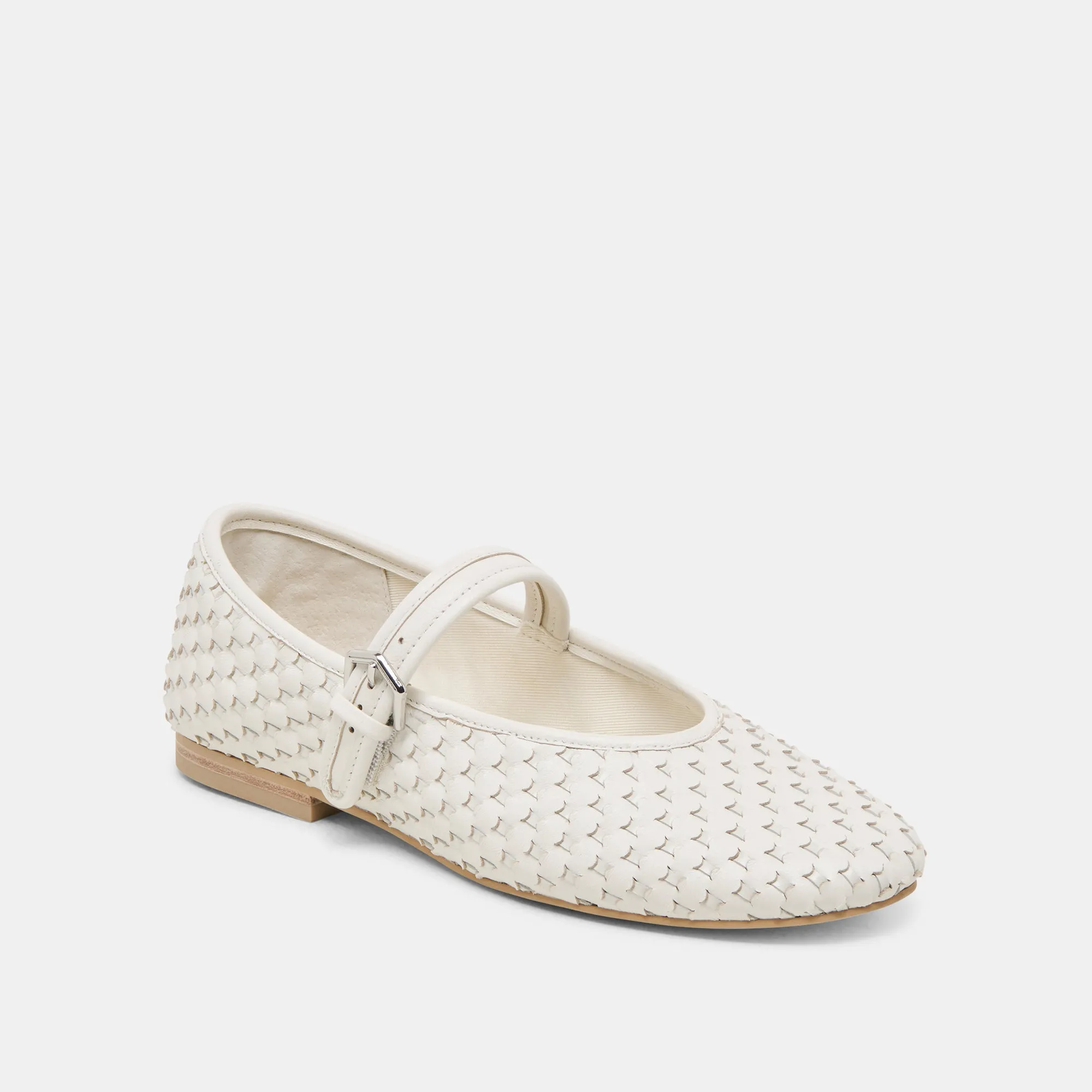 ROSLYN WOVEN BALLET FLATS TRUE WHITE WOVEN LEATHER Sea Glow