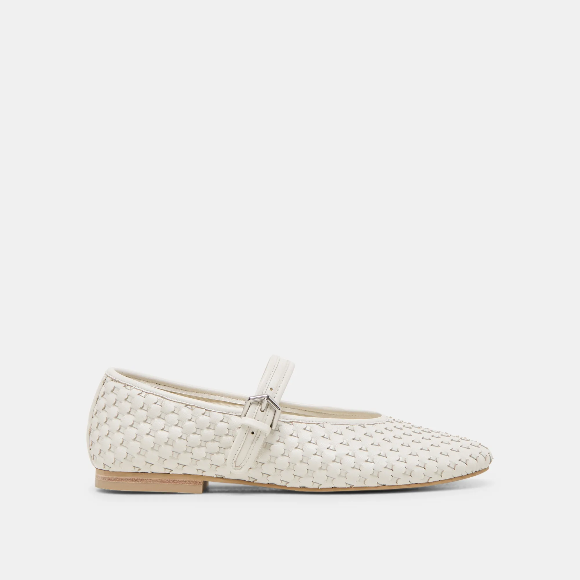Port Glow ROSLYN WOVEN BALLET FLATS TRUE WHITE WOVEN LEATHER