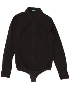 Hypoallergenic Lining Neutral Shade BENETTON Womens Shirt Bodysuit UK 14 Large Black