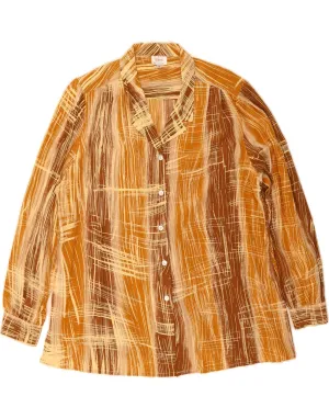 CHERIE Womens Shirt Blouse IT 52/54 2XL Brown Striped Silk Everyday Essential