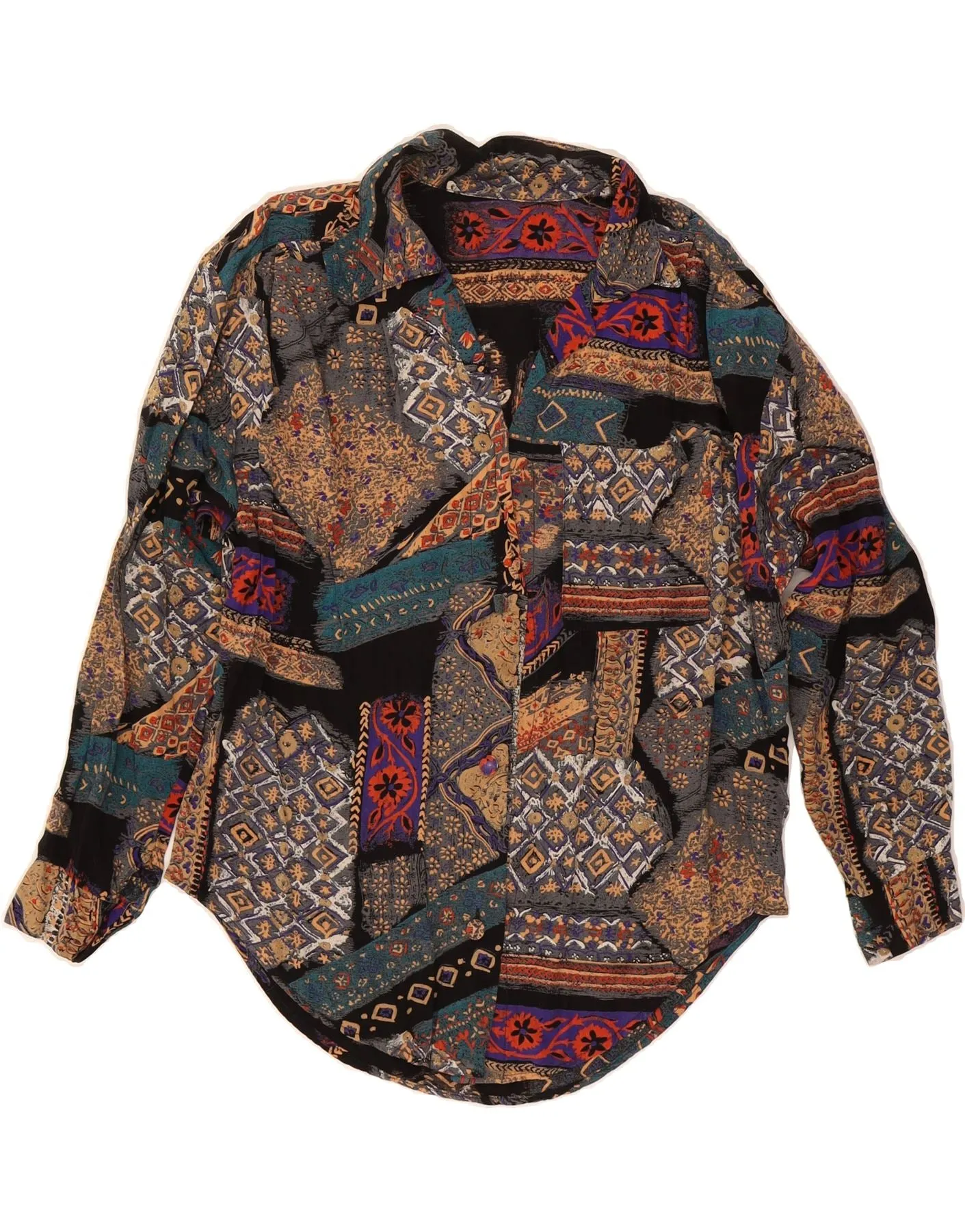 VINTAGE Womens Shirt UK 18 XL Multicoloured Floral Spring Break Country Charm