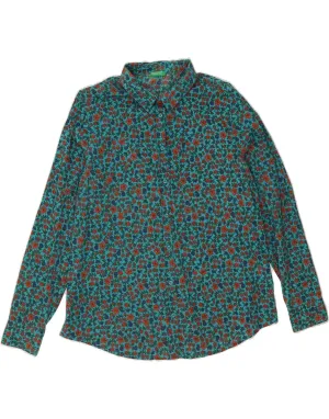 Trendsetting Design Networking Session BENETTON Womens Shirt UK 16 Large Green Floral Cotton