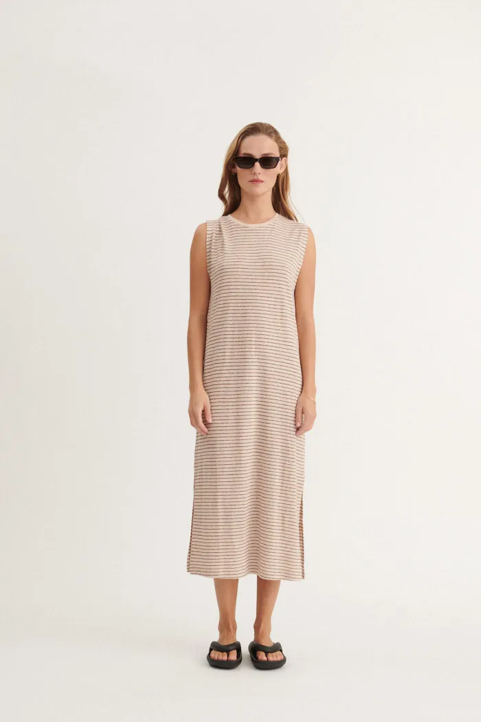 Ryda Stripe Tank Dress - Smoke gray / carafe Work-to-Play Wear Relaxed work dress