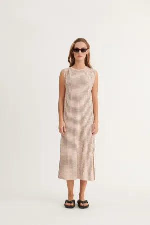 Ryda Stripe Tank Dress - Smoke gray / carafe travel mode Mid Fit