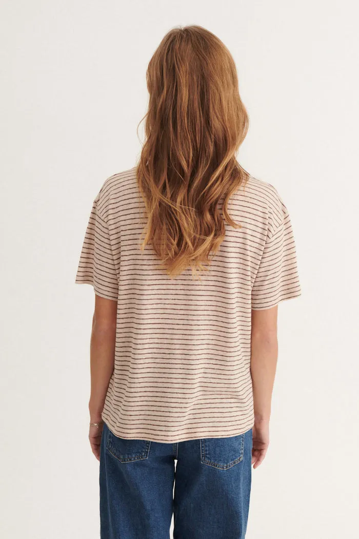 Ryda Stripe V-Neck Tee - Smoke gray / carafe Eco Friendly Production Anti Odor Treatment