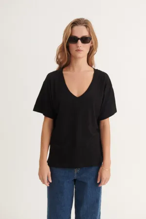 Street Casual Look Ryda V-Neck Tee - Black