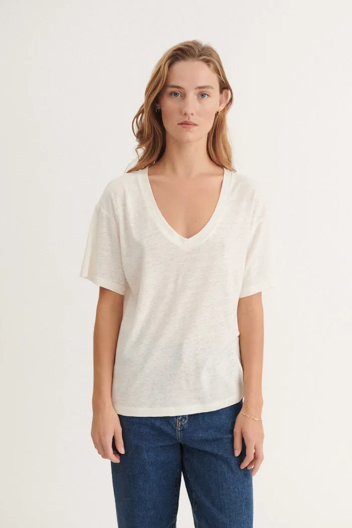 Ryda V-Neck Tee - Off White Performance Fit Soft Wearable